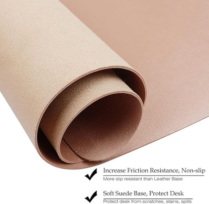 Boutilon Leather Desk Pad 30" x14",Non-Slip Mouse Pad,Office Desk Mat,Waterprooft PU Leather Desk Blotter,Desk Pad Protector,Desk Writing Pad for Home Office Decor (M-Champagne)