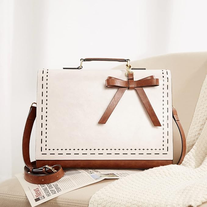 Telena Laptop Tote Bag for Women, 15.6 Inch Shoulder Tote Bag Leather Briefcase for Women, Large Capacity Handbag Bags