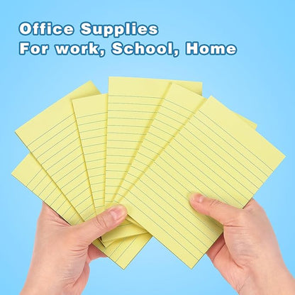 Early Buy 6 Pads Lined Sticky Notes with Lines 4x6 Self-Stick Notes Bright Color Sticky Notes, 45 Sheets/Pad (Yellow)