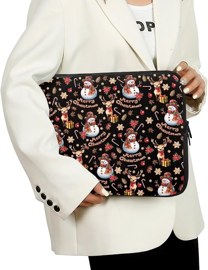 Christmas Snowman Laptop Sleeve for Women 10 inch Laptop Protector with Multiple Uses Computer Carrying Case Portable Tablet Bag Lap Top Case Men Laptop Protector