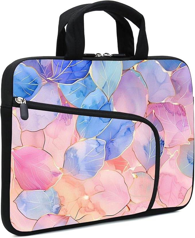 11.6-12.2 inches Laptop Sleeve Chromebook Case Ultrabook Case Notebook Sleeve Tablet Case Neoprene Handle Sleeve for Men Women, Two Pockets(Leaf)