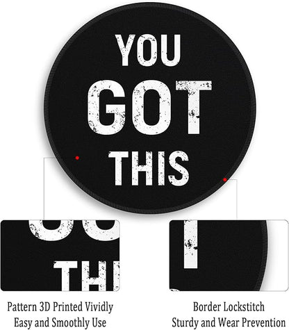 Gctriki Black Round Mouse Pad, Motivation Home Office Desk Black Decor for Men Women, Funny Computer Mouse Pads for Desk Laptop Gaming, Inspirational Office Gifts for Coworkers - You Got This