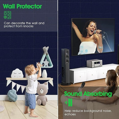 Large Cork Board for Office Wall Decor,48"x36"-12 Pack Felt Wall Tiles with 35 Push Pins, Thicker 0.47in, Felt Bulletin Board Pin Board Cork Boards for Walls - Dark Blue