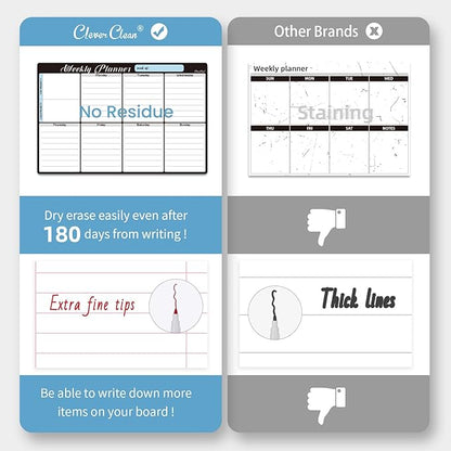 Magnetic Dry Erase Weekly Calendar - 8.5"x13" Weekly Calendar for Fridge - 6.5"x8.5" List Board and 6 Extra Fine Point Markers Included - Shipped Flat