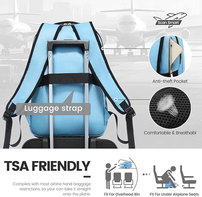 LOVEVOOK Laptop Backpack for Women 15.6 inch,Cute Womens Travel Backpack Purse,Professional Laptop Computer Bag,Waterproof Work Business College Teacher Bags Carry on Backpack with USB Port,Angel Blue