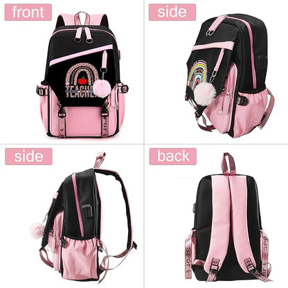 Teacher Backpack for Women,16.5 Inch Laptop Backpack With USB Charging Port Large Capacity Travel Backpack,Pink (Teacher Backpack, One Size)