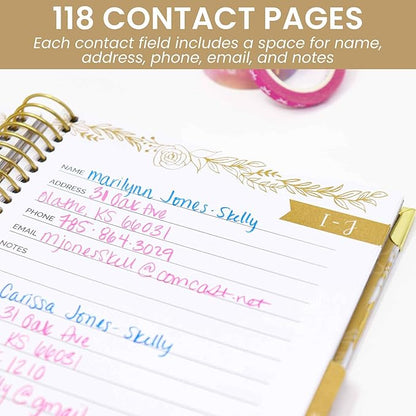 bloom daily planners New Address Book with Alphabetical Tabs - Hardcover Contact Book & Password Book Organizer for Addresses, Phone Numbers, Birthdays & Anniversaries (6” x 8.25”) - Marble