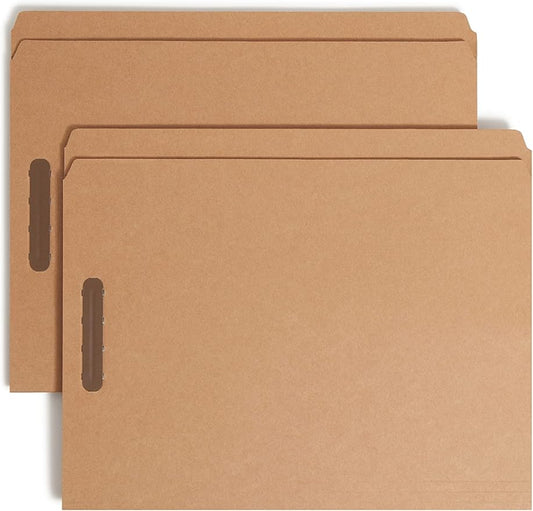 Smead Fastener File Folder, 2 Fasteners, Reinforced Straight-Cut Tab, Letter Size, Kraft, 50 per Box (14813), Brown