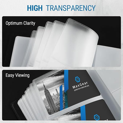 MaxGear Business Card Organizer, 240 Cards Book Portable Business Card Holder for Men & Women, Professional PU Credit Cards Binder File Storage, Black