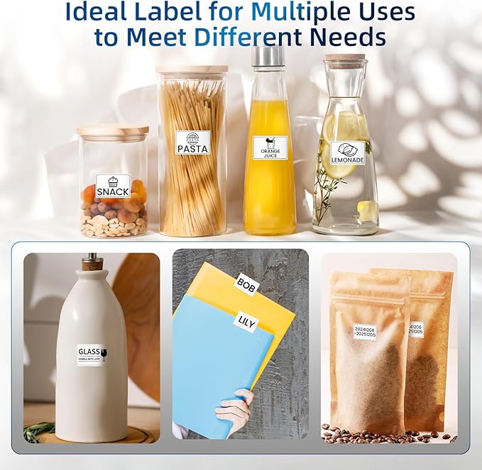 Phomemo Multi-Purpose Self-Adhesive Label for M120/M110/M220/M221/M150/M250 Label Maker,1.57'' x 1.18'' (40x30mm), 230Labels/Roll, for Barcode/Mailing/Logo/Address/Business/Home Tag, Black on White