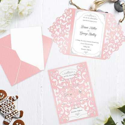 24 Sheets Pink Shimmer Cardstock 8.5 x 11 Iridescent Paper, Goefun 80lb Card Stock Printer Paper for Invitations, Valentines Day, Crafts, DIY Cards