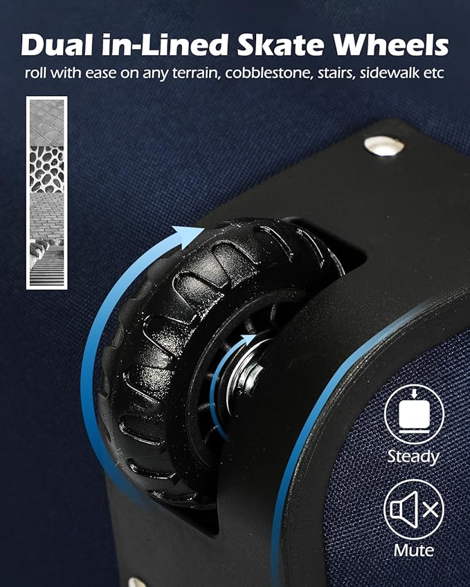 Hynes Eagle Rolling Backpack 42L Backpack with Wheels Airline Approved Carry on Luggage Laptop Travel Backpack for Women Men Navy Blue