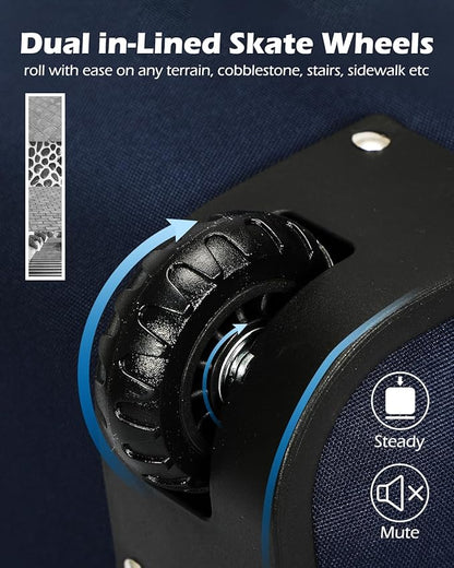 Hynes Eagle Rolling Backpack 42L Backpack with Wheels Airline Approved Carry on Luggage Laptop Travel Backpack for Women Men Navy Blue