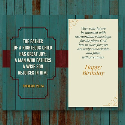 Prime Greetings Religious Birthday Card For Son, Made in America, Eco-Friendly, Thick Card Stock with Premium Envelope 5in x 7.75in, Packaged in Protective Mailer
