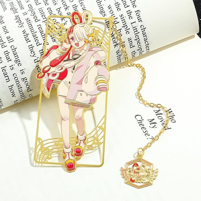 One Pieces Anime Luffy Shanks Uta Book Mark - Brass Metal Bookmark, Stationery School Supplies, Gift for Book Lover, Friends, Anime Fans Collection (Uta)