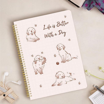 Cute Spiral Notebook journal A4 Aesthetic Pretty Design for Women Girls Kawaii with Pocket, 8.5 x 11 inch, Lined, Better Dog