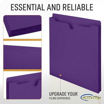 Purple File Jackets, 1 Inch Expansion, Letter Size, Reinforced Straight-Cut Tab, 6 Pack