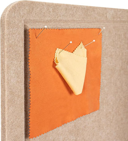 Bulletin Board, 36 x 24 inches Felt Board - Decorative Pin Board, Cork Board Alternative for Wall, 3' x 2' Foldable Picture Board Self-Adhesive Vision Board Prayer Board with 20 Pushpins - Beige Brown