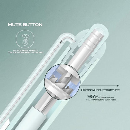 DUNBONG Retractable 0.5mm Porous Point Pen, metal clip, non-slip pen holder, Black ink gel pens, Box of 6 Pens (6)