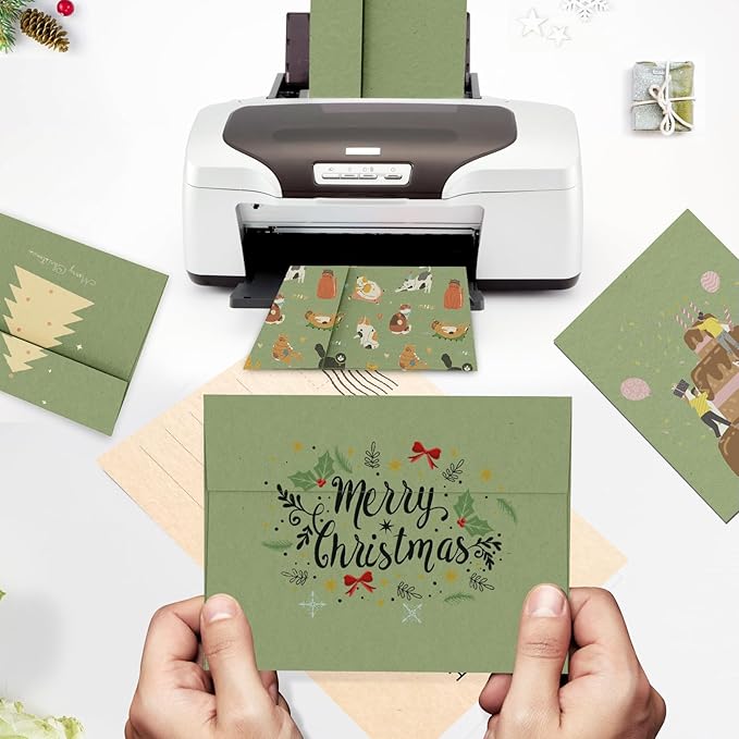 A7 Sage Green Envelopes 100 Pack, Goefun 5x7 Self Seal Printable Envelopes for Invitation, 5x7 Gift Cards, Birthday, Baby Shower, 5.25 x 7.25 in, 120GSM