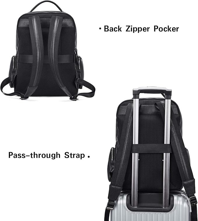 BOSTANTEN Men Leather Backpack 15.6” Laptop Backpack Travel Business Office Bag Large Capacity College Daypack
