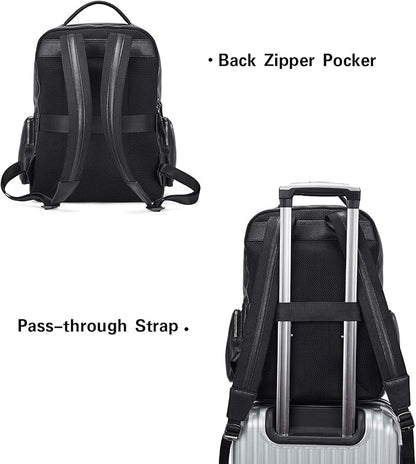 BOSTANTEN Men Leather Backpack 15.6” Laptop Backpack Travel Business Office Bag Large Capacity College Daypack