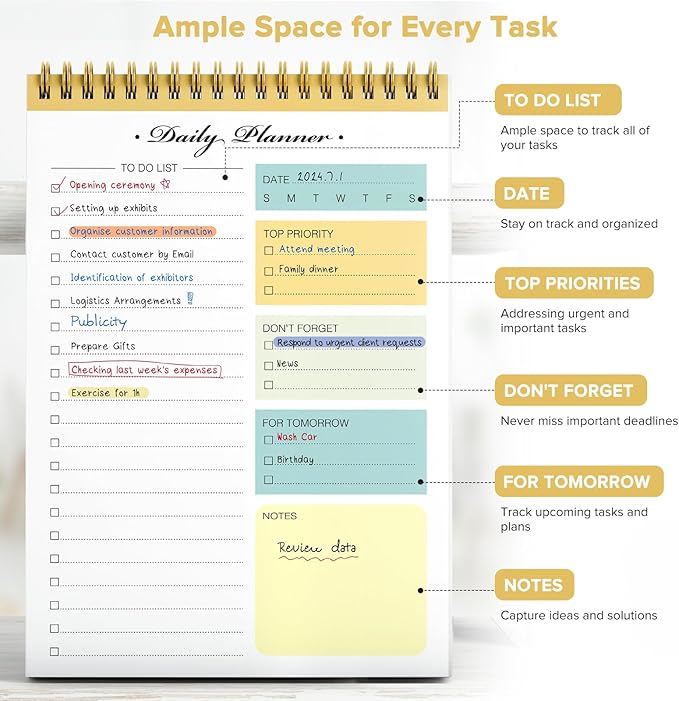 To Do List Notepad, To Do List Notebook for Work with 52 Undated Sheets, Daily To Do List Planner, Checklist Organizer Notebook for Office, Home and School- Yellow