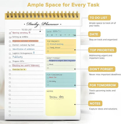 To Do List Notepad, To Do List Notebook for Work with 52 Undated Sheets, Daily To Do List Planner, Checklist Organizer Notebook for Office, Home and School- Yellow