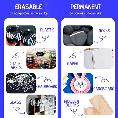 Windows Markers for Car 5 Pack Washable Glass Pen 15mm Jumbo White Paint Liquid Chalk Markers for Auto Chalkboard Blackboard Bistro Menus and Any Non-Porous Surface