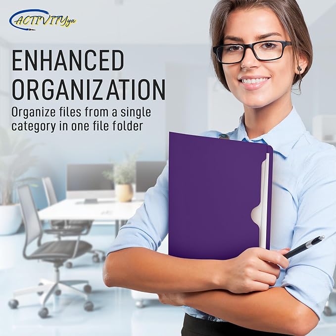 Purple File Jackets, Flat-No Expansion, Letter Size, Reinforced Straight-Cut Tab, 10 Pack