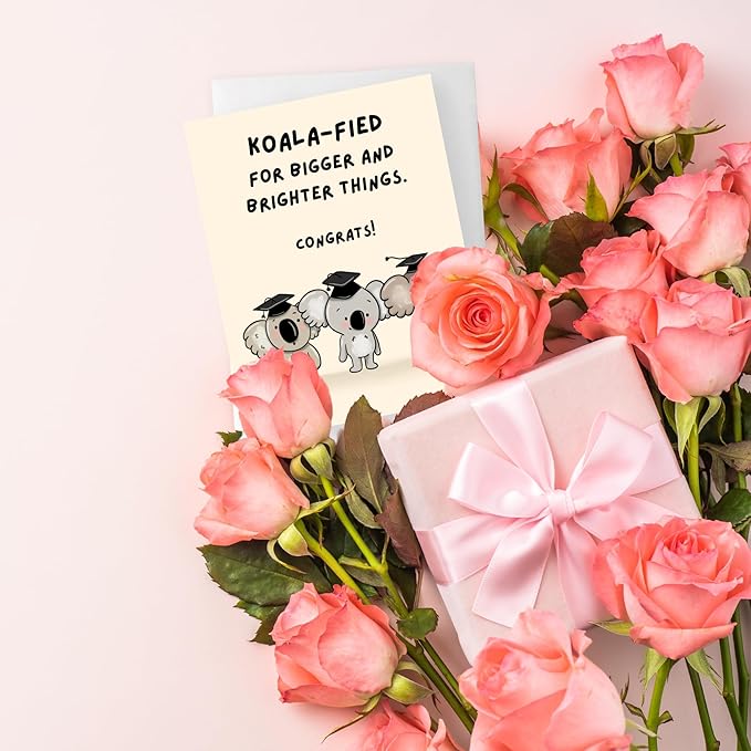 ALY LOU Graduation Card Funny for Him/Her, Congratulations Grad Card for Students Son Daughter, College High School University Greeting Cards (Koala-fied)