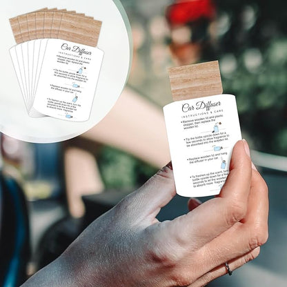200 Pcs Hanging Car Diffuser Instruction Cards for Car Oil Diffuser Bottles，2 x 3.54 Inch (White and Pink,Novel Style)