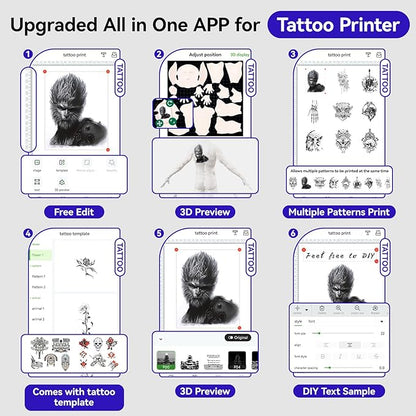 P90-Pino Wireless Tattoo Stencil Printer - Black with Elegant Piano-Inspired Design