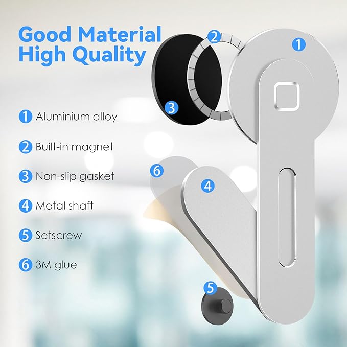 CloudValley Magnetic Phone Holder for Laptop Designed for iPhone 16/15/14/13/12 MagSafe, Adjustable Phone Monitor Side Mount, Slim Portable Foldable Computer Expansion Bracket, Silver…