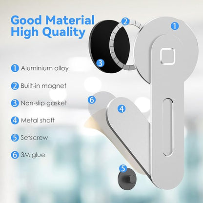 CloudValley Magnetic Phone Holder for Laptop Designed for iPhone 16/15/14/13/12 MagSafe, Adjustable Phone Monitor Side Mount, Slim Portable Foldable Computer Expansion Bracket, Silver…