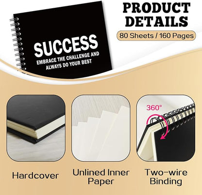 YAZMEEN Success Definition Blank Spiral Notebook（160 Pages） Embrace The Challenge and Always Do Your Best Hardcover Sketchbook Funny Inspirational Notebook Gifts for Colleague Boss Leader Supervisor