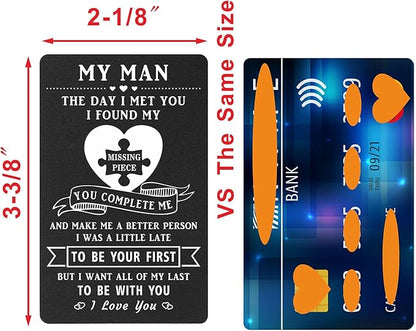 TANWIH To My Man Wallet Insert Card, Unique Anniversary Valentines Cards Gift for Boyfriend, I Love You Gifts for Men, Birthday Fathers Day Presents