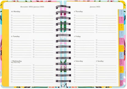 Kate Spade New York Medium Weekly and Monthly Planner August 2024 - December 2025, Hardcover Spiral Agenda, Daily Planner with Monthly Calendar, Stickers, & Pockets (Safari Floral)