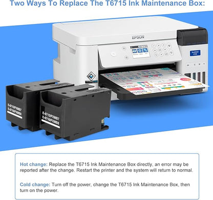 T6715 T6176 Ink Maintenance Box for Workforce Pro WF-4833 WF-4740 WF 4730 WF-4734 WF-4830 WF-4720 WF-4820 WF-3820 EC-4020 EC-4030 EC-4040 WF-C5790 WF-C5210 WF-C5290 Printers T671500/T671600 (2-Packs)
