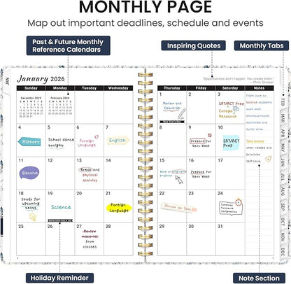 2026 Planner, Aesthetic Weekly and Monthly Planner for Women, Jan 2026 to Dec 2026, Hardcover 2026 Calendar Book with Monthly Tabs, Inner Pocket, Perfect for Office Home School - A5 (6.3" x 8.5"), Butterfly Grove