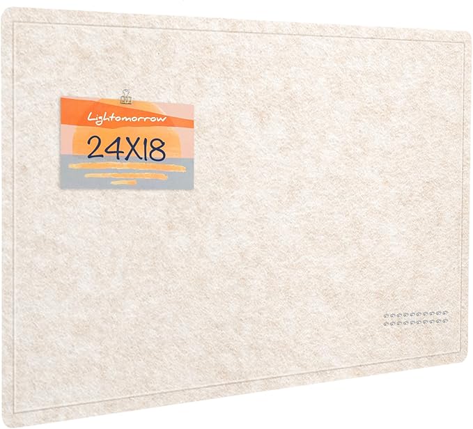 Bulletin Board, 24 x 18 inches Decorative Felt Pin Board, Cork Board Alternative for Wall, Foldable Photo Board with 20 Pushpins - Oatmeal