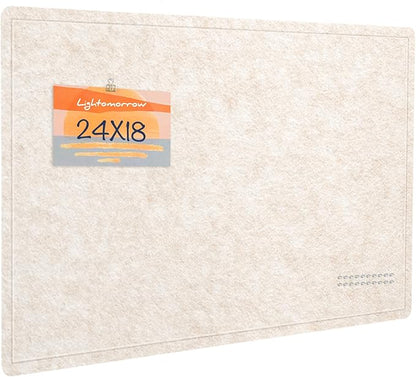 Bulletin Board, 24 x 18 inches Decorative Felt Pin Board, Cork Board Alternative for Wall, Foldable Photo Board with 20 Pushpins - Oatmeal