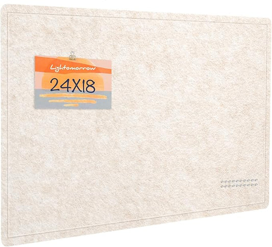 Bulletin Board, 24 x 18 inches Decorative Felt Pin Board, Cork Board Alternative for Wall, Foldable Photo Board with 20 Pushpins - Oatmeal