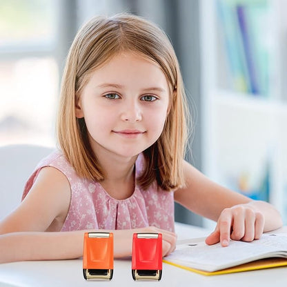 Sherr 2 Handwriting Line Stamp Roller Dashed Handwriting Lines Practice Roller Stamp for Kids, Teachers Kindergarten Education Classroom Back to School Need(2.72 x 2.44 x 1.54 Inch,Red, Orange)