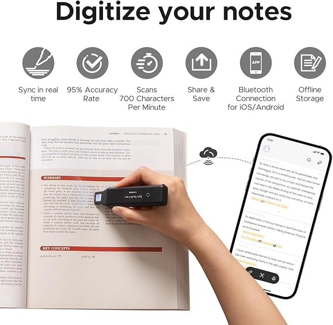 VYU iMark Reading Pen, Digital Highlighter, Book Markers for Reading and Annotations, Real-Time Sync to Digitize, Store, and Share Notes, Best Gift for Book Lovers, Students—currently for Android only