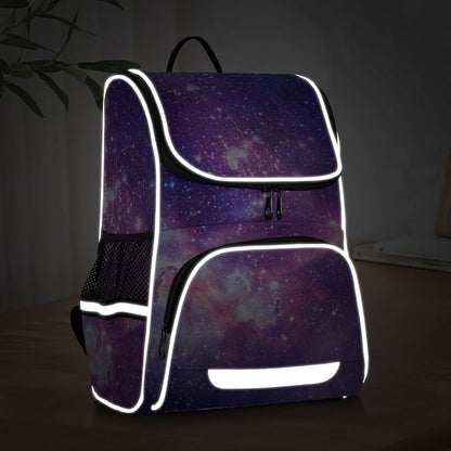 Galaxy Backpack with Reflective Strip for Kids Boys Girls Elementary School Bag Removable Chest Strap