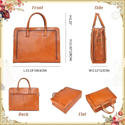 Banuce Vintage and Stylish Genuine Full Grains Italian Leather Briefcase for Women Laptop Bag Business Work Bag