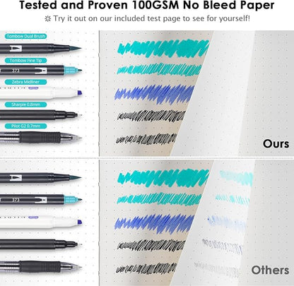 Dotted Journal Notebook, 312 Numbered Pages Large B5 Hardcover Leather Notebook, 100gsm No Bleed Paper Dot Grid Notebook with Index Pages, Dot Journal for Women Men, 7.6'' X 10'', Black