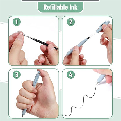 Mr. Pen- Retractable Gel Pens, 12 Pack, Black Ink, Soft Pastel Barrel Gel Pens Fine Point 0.5mm, Retractable Pen, Cute Pen