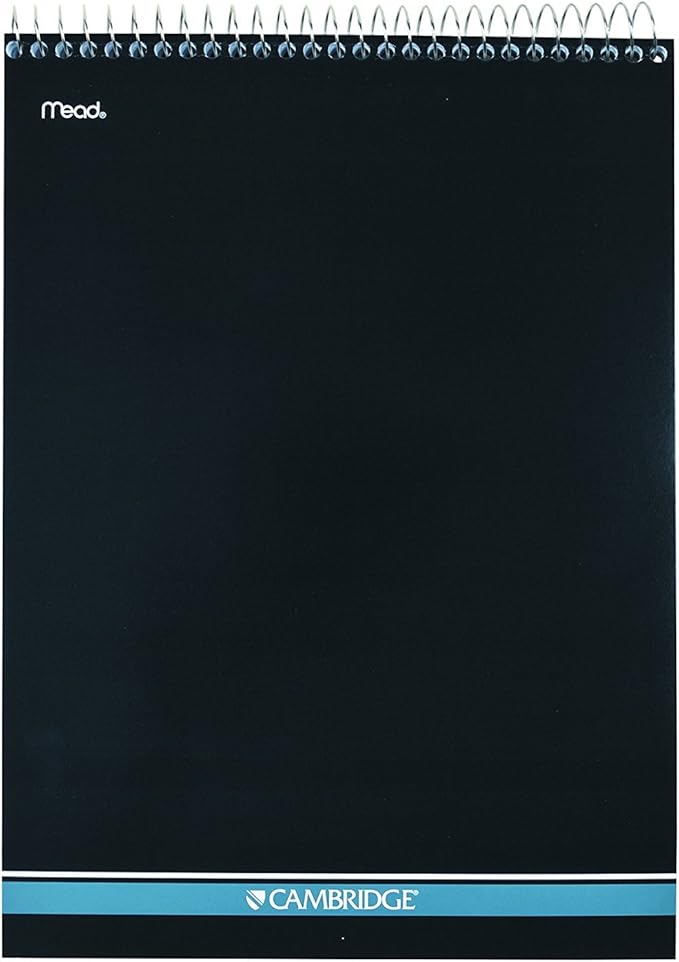 Mead Cambridge Notebook, Wirebound Notepad, Stiff-Back, 8.5 x 11 inches, White, 6 Pack (59882)